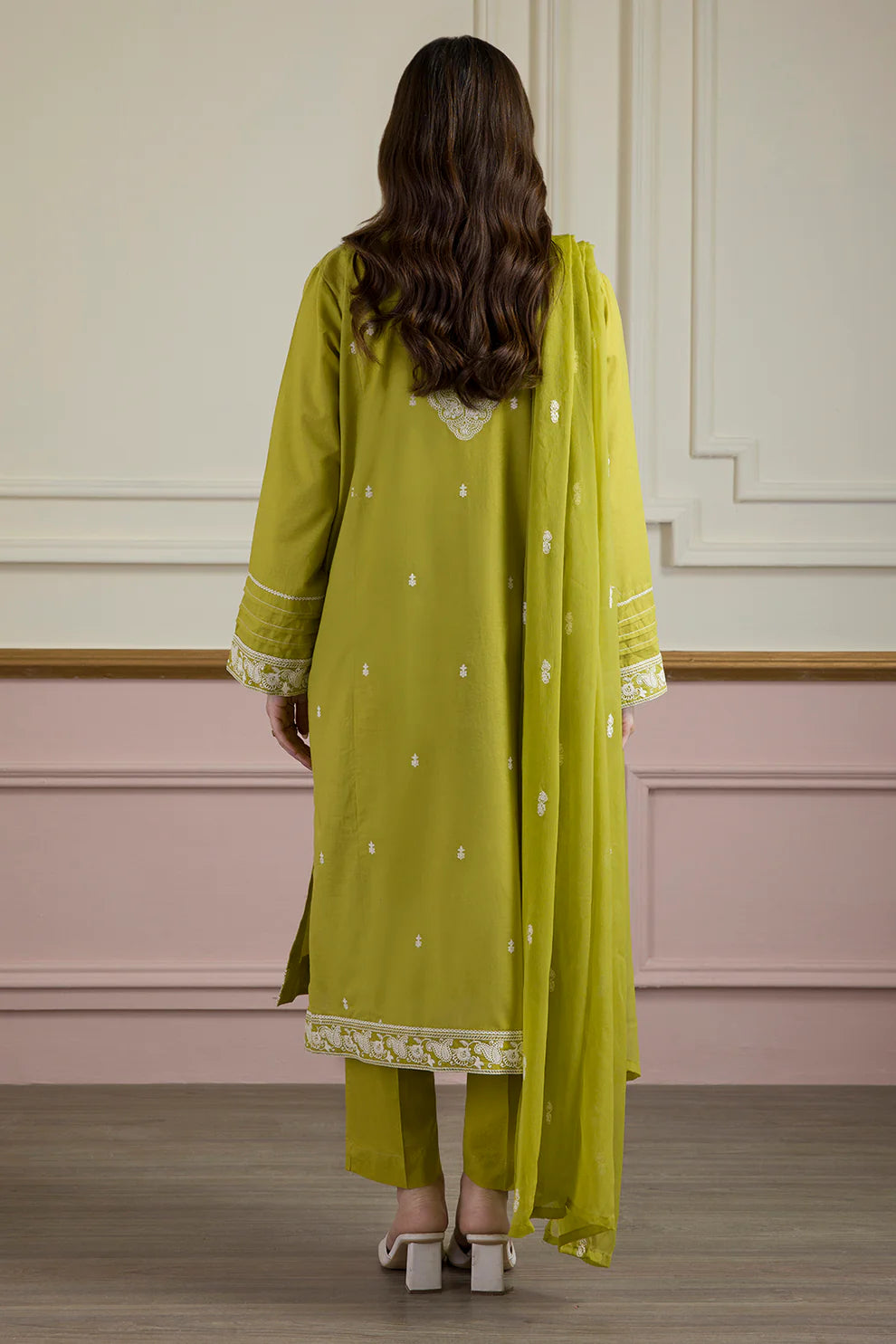 3 Pcs | Textured Lawn Fabric | Embroidered Kurta Dupatta Trouser