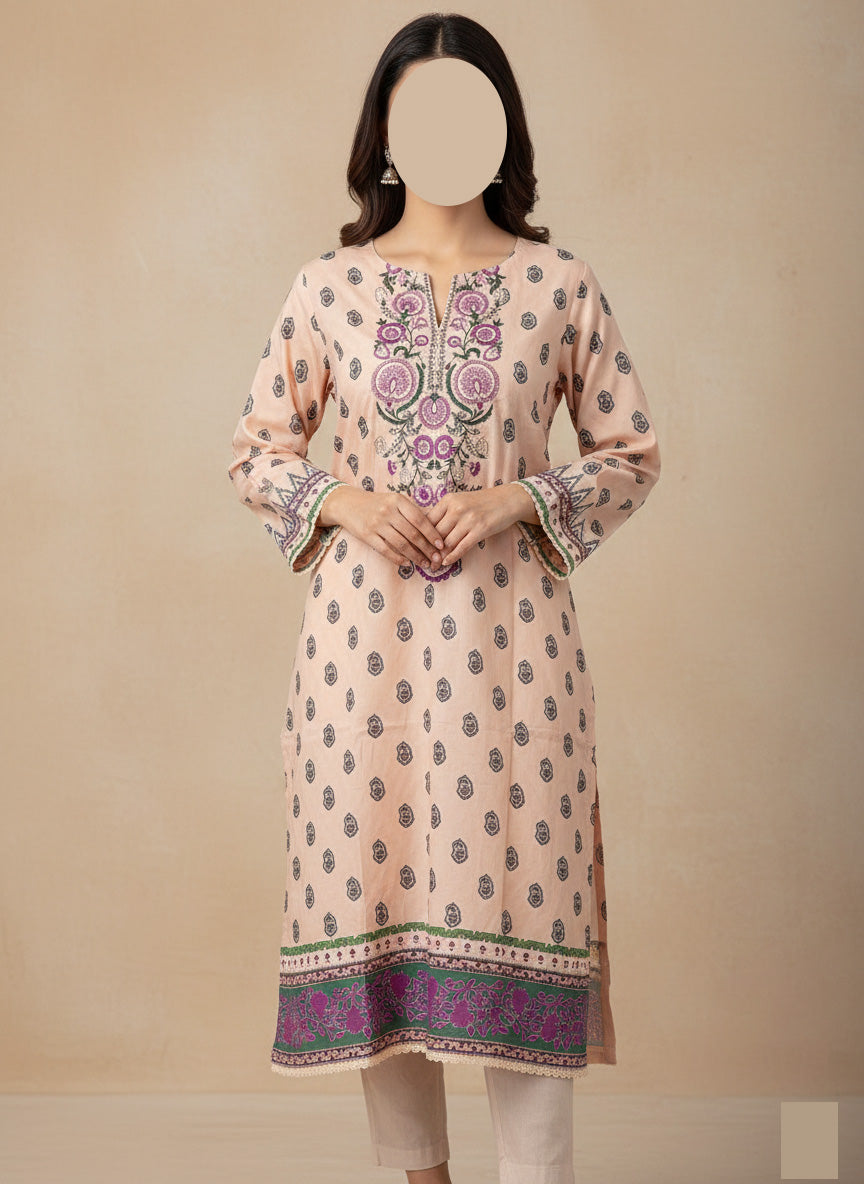 Zellbury Women’s Printed Embroidered Kurtie.