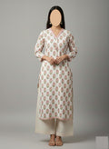 Women's Hand-Block Style Floral Print Cotton Kurti – Casual Long Shirt.