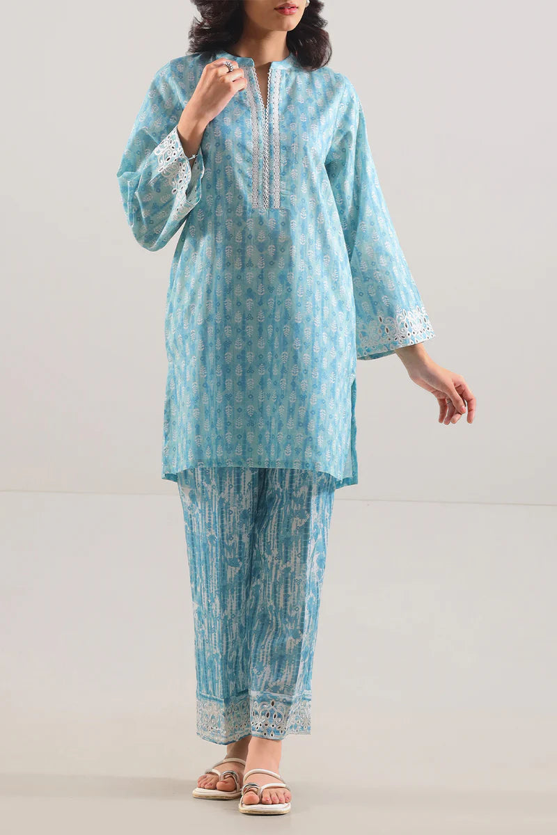 Stitched printed Embroidered Lawn 2 Piece (Shirt/Trouser).