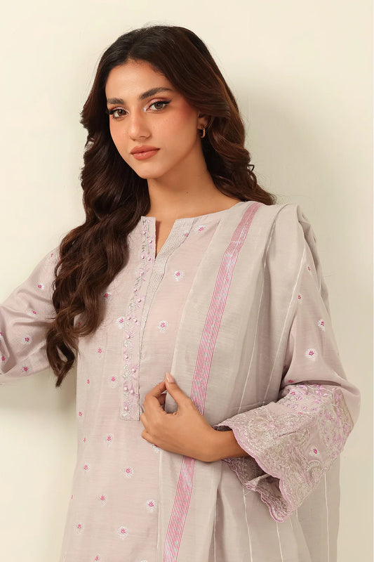 3PCS | Lawn | Embroidered Kurta Dupatta Trouser