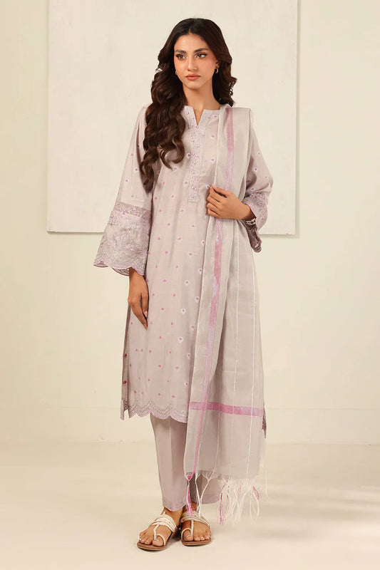 3PCS | Lawn | Embroidered Kurta Dupatta Trouser