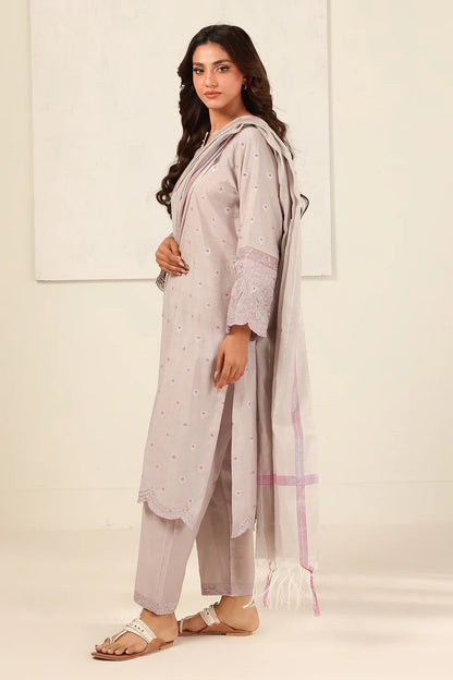 3PCS | Lawn | Embroidered Kurta Dupatta Trouser