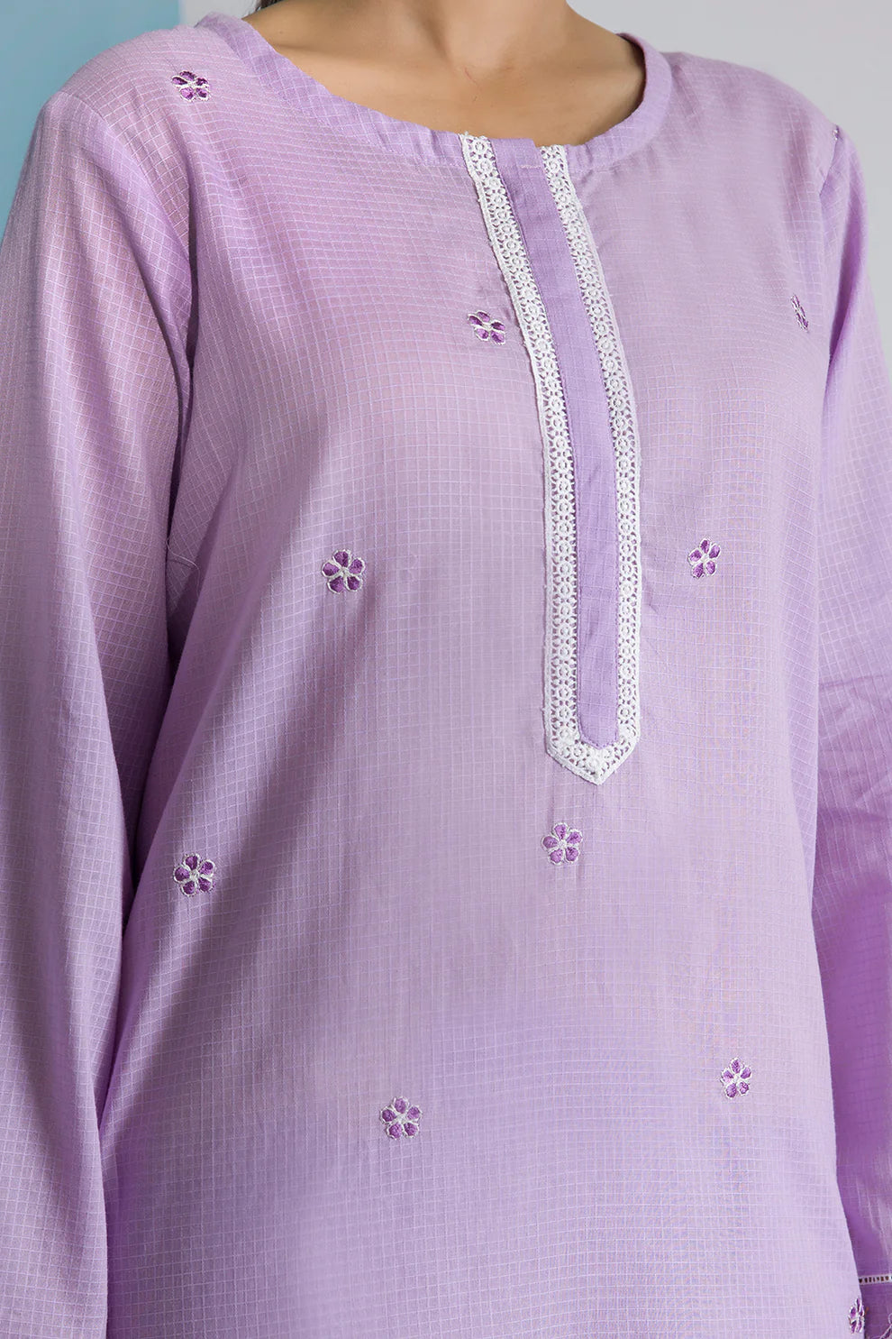 2Pcs | Textured Lawn | Embroidered Kurta Trouser