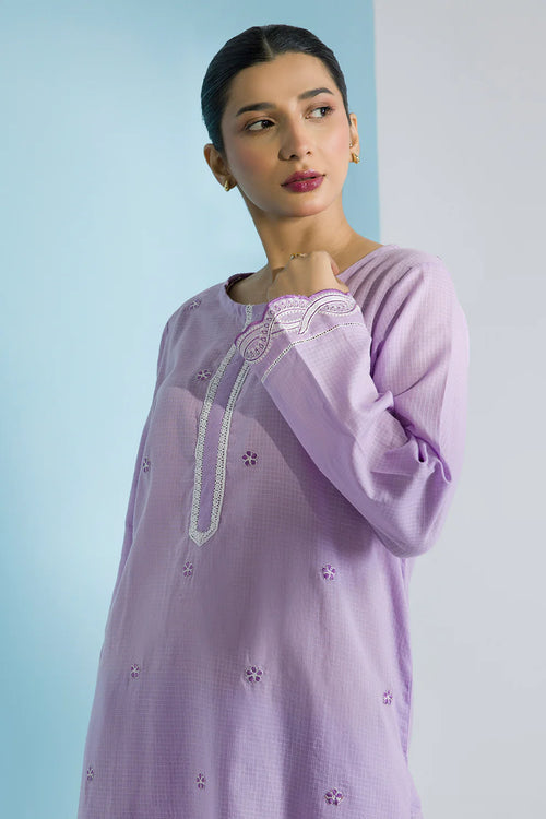 2Pcs | Textured Lawn | Embroidered Kurta Trouser.