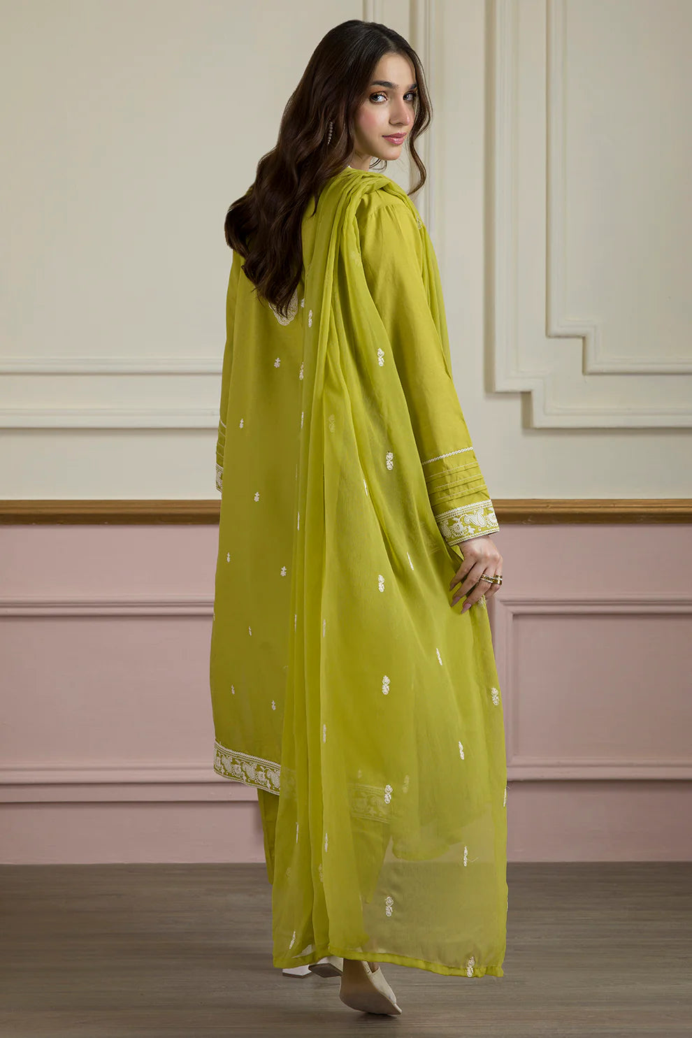 3 Pcs | Textured Lawn Fabric | Embroidered Kurta Dupatta Trouser