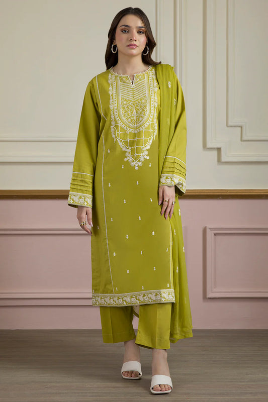 3 Pcs | Textured Lawn Fabric | Embroidered Kurta Dupatta Trouser
