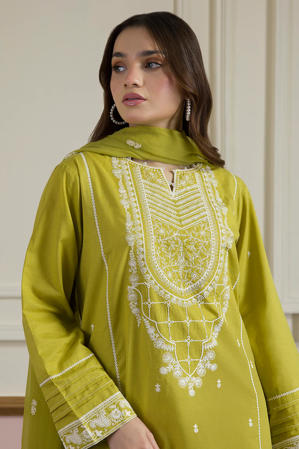 3 Pcs | Textured Lawn Fabric | Embroidered Kurta Dupatta Trouser