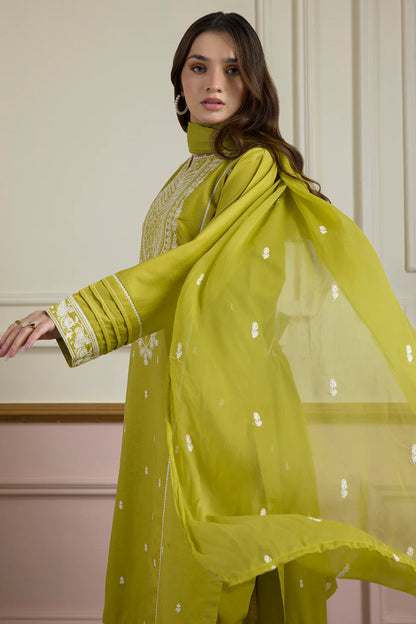 3 Pcs | Textured Lawn Fabric | Embroidered Kurta Dupatta Trouser