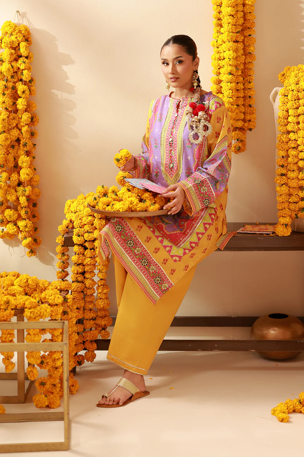 2PCS | cross slub fabric | Kurta Trouser