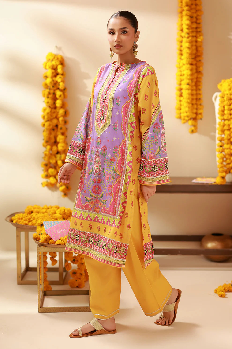 2PCS | cross slub fabric | Kurta Trouser.