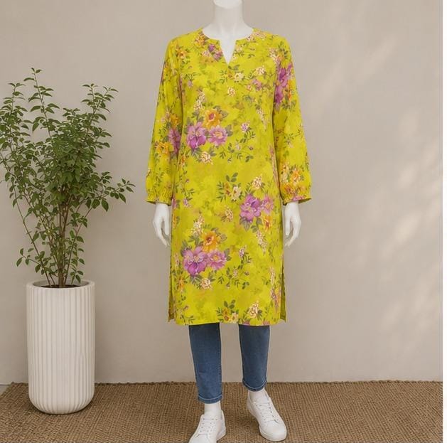Zellbury | Yellow Printed | 1 Piece Shirt Only