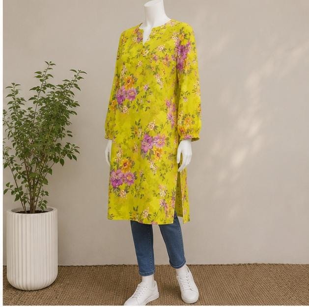 Zellbury | Yellow Printed | 1 Piece Shirt Only