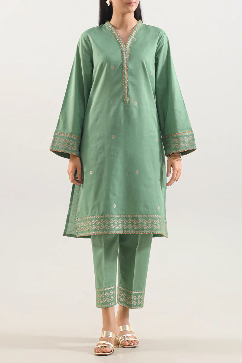 Cotton Jacquard Stitched 2 Piece (Shirt/Trouser).