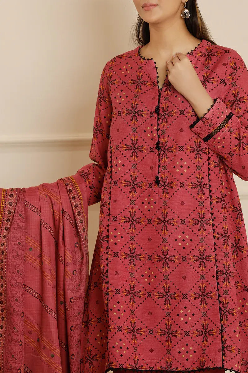 Printed Khaddar Stitched 2 Piece (Shirt/Trouser).