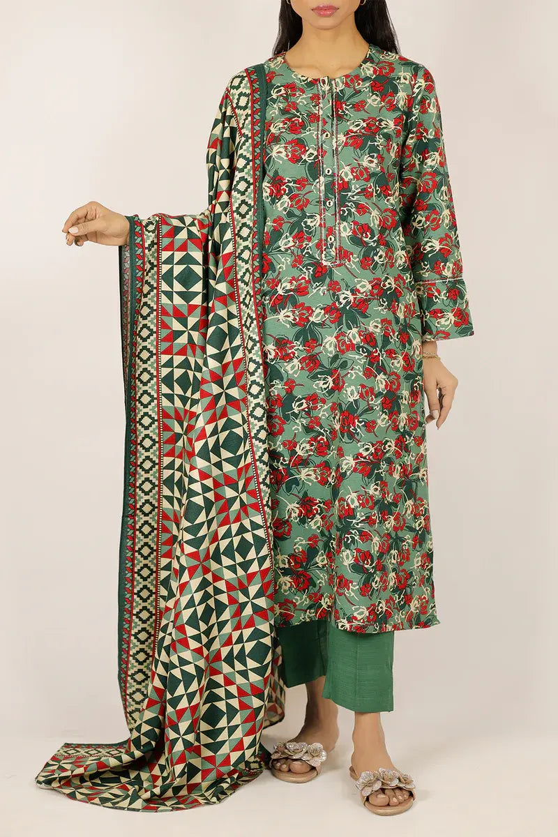 Printed Khaddar Stitched 2 Piece (Shirt/Trouser).
