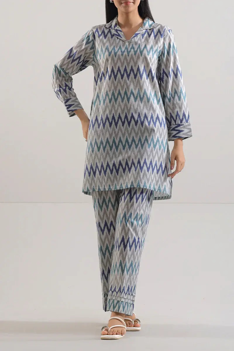 Printed Strip Lawn Stitched 2 Piece (Shirt/Trouser).