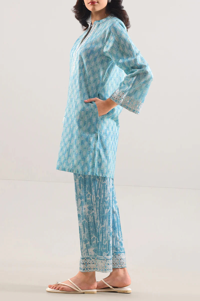 Stitched printed Embroidered Lawn 2 Piece (Shirt/Trouser).