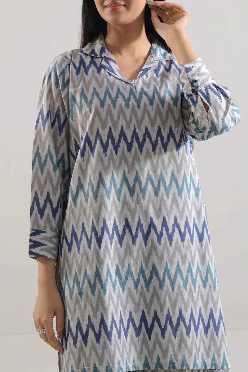 Printed Strip Lawn Stitched 2 Piece (Shirt/Trouser)