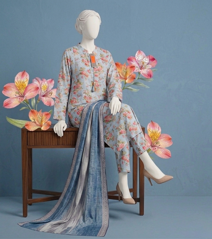 2Pcs | Printed Lawn | Kurta Trouser