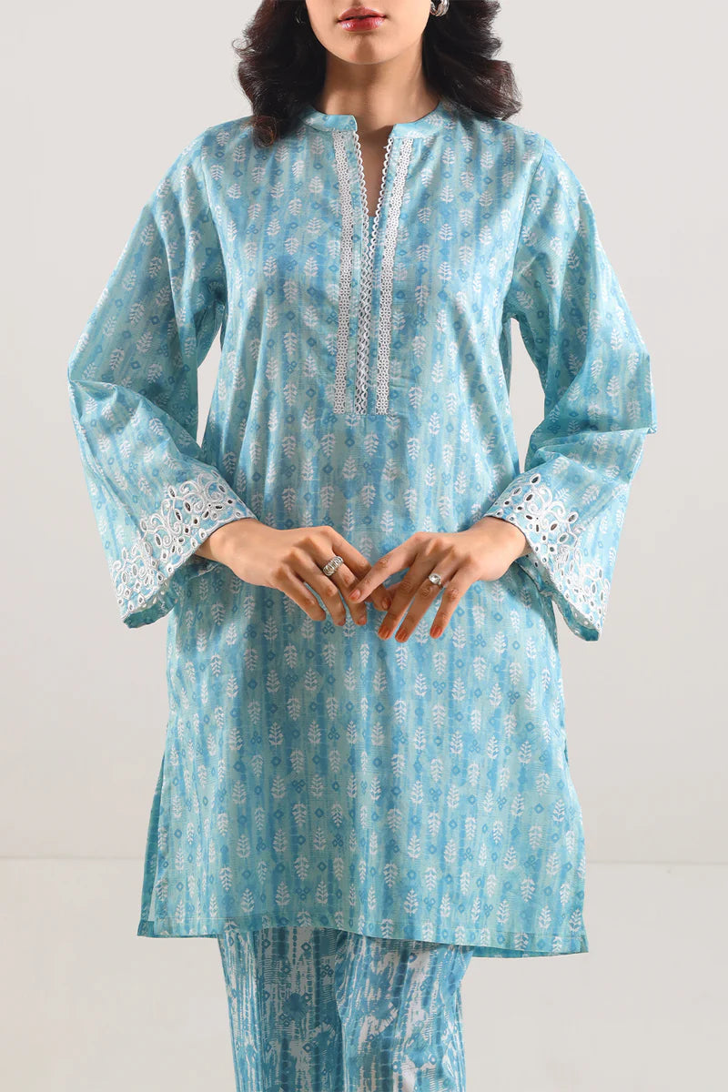 Stitched printed Embroidered Lawn 2 Piece (Shirt/Trouser).