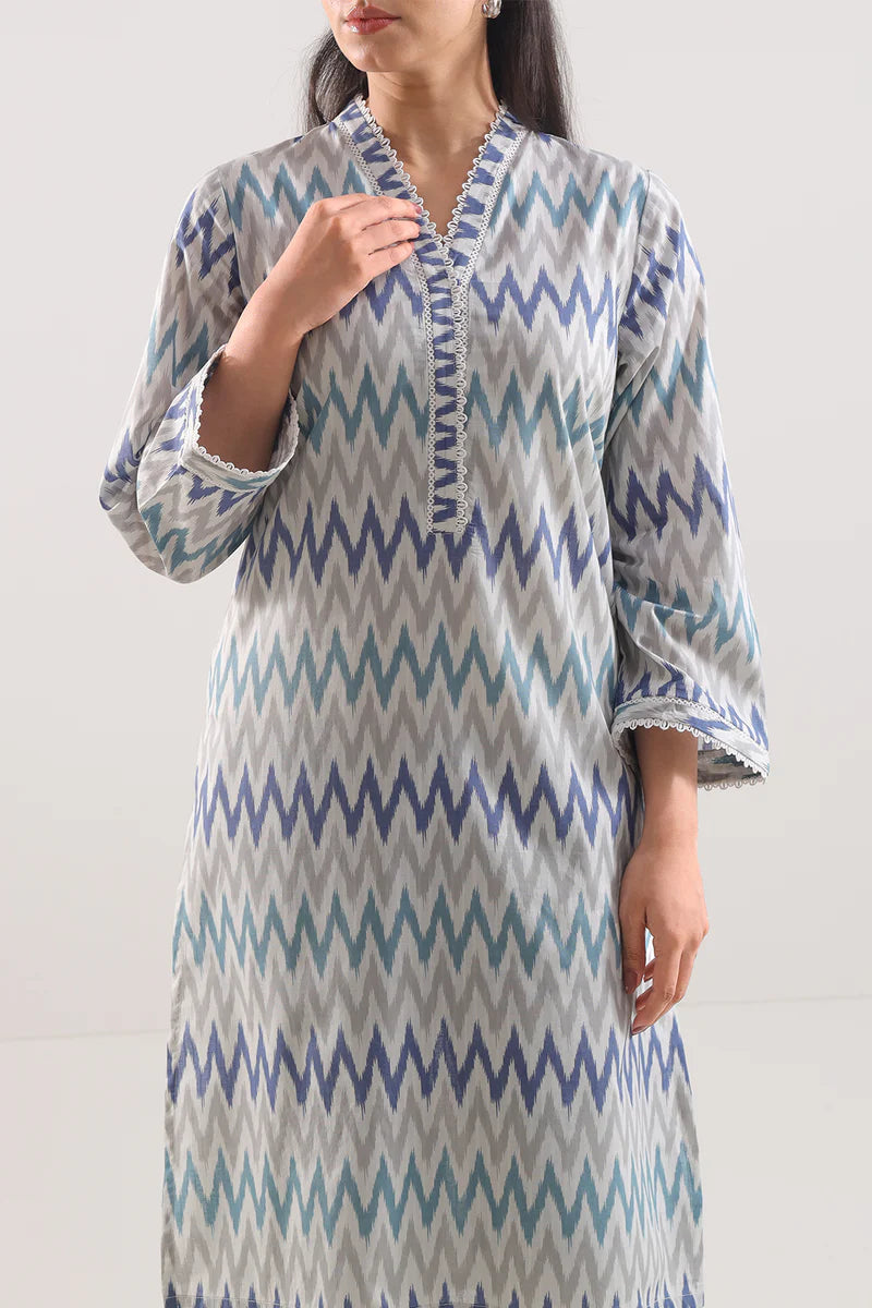 Printed Strip Lawn Stitched 2 Piece (Shirt/Trouser).