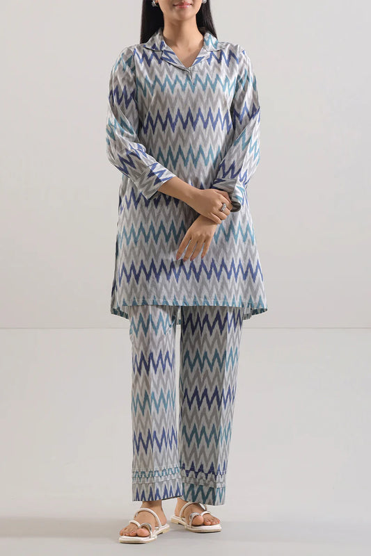Printed Strip Lawn Stitched 2 Piece (Shirt/Trouser)